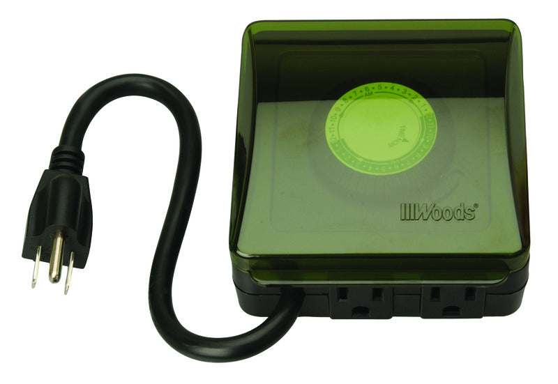 Woods Outdoor Plug In Timer 125 V Green