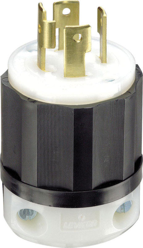 Leviton Industrial Nylon Curved Blade/Ground Locking Plug L14-30P 14-8 AWG 3 Pole 4 Wire