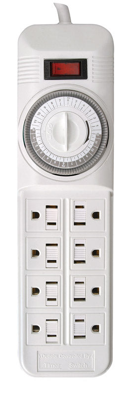 Woods Indoor 8 Outlet Timer Power Strip 125 V White