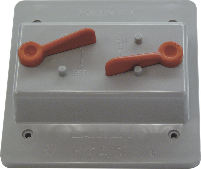 Cantex Rectangle PVC 2 gang 4-11/16 in. H X 4.9375 in. W Toggle Switch and Cover