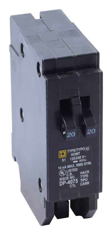 Square D HomeLine 20/20 amps Tandem Single Pole Circuit Breaker