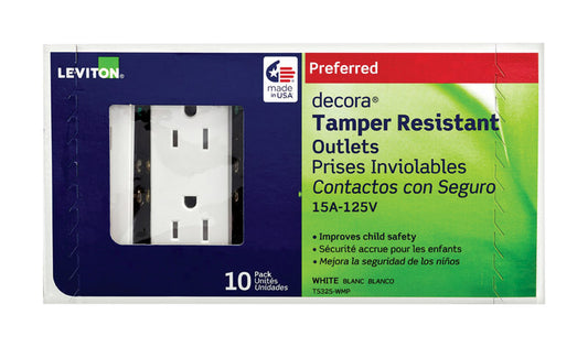 Leviton Decora 15 amps 125 V Duplex White Outlet 5-15R 10 pk