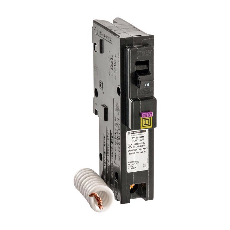 Square D HomeLine 15 amps Arc Fault/Ground Fault Single Pole Circuit Breaker