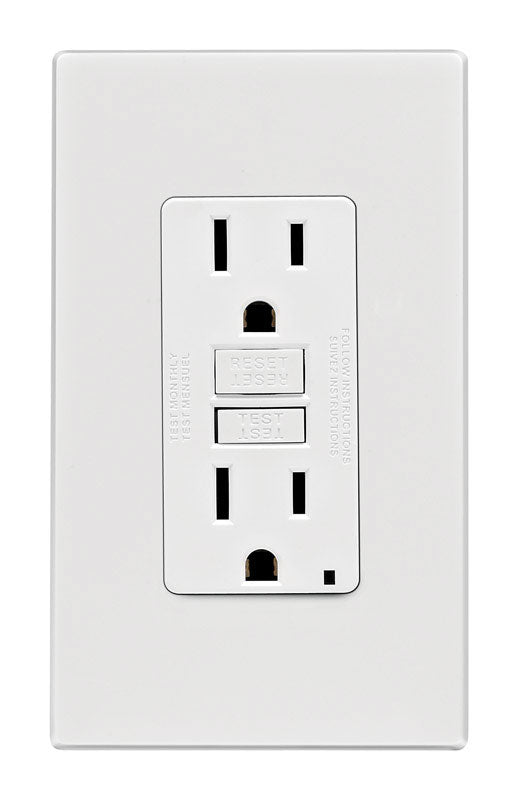 Leviton SmartlockPro 15 amps 125 V Duplex White GFCI Outlet 5-15R 1 pk