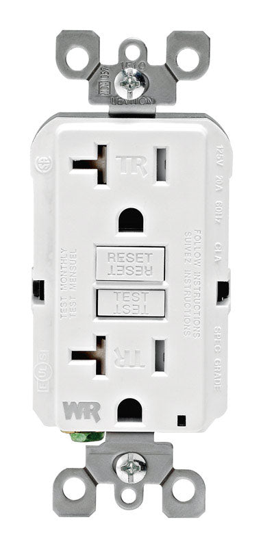 Leviton SmartlockPro 20 amps 125 V Duplex White GFCI Outlet 5-20R 1 pk