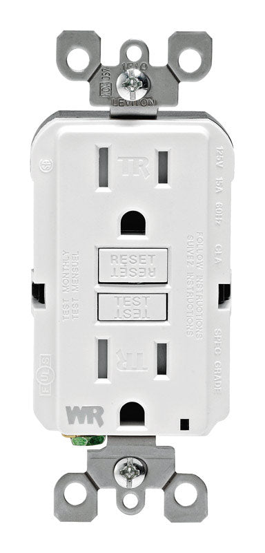 Leviton SmartlockPro 15 amps 125 V Duplex White GFCI Outlet 5-15R 1 pk