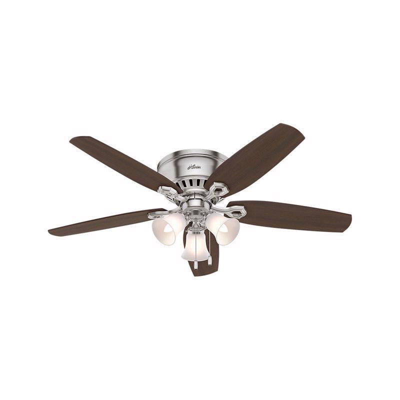 Hunter Builder 52 in. Brushed Nickel Brown Incandescent Indoor Ceiling Fan