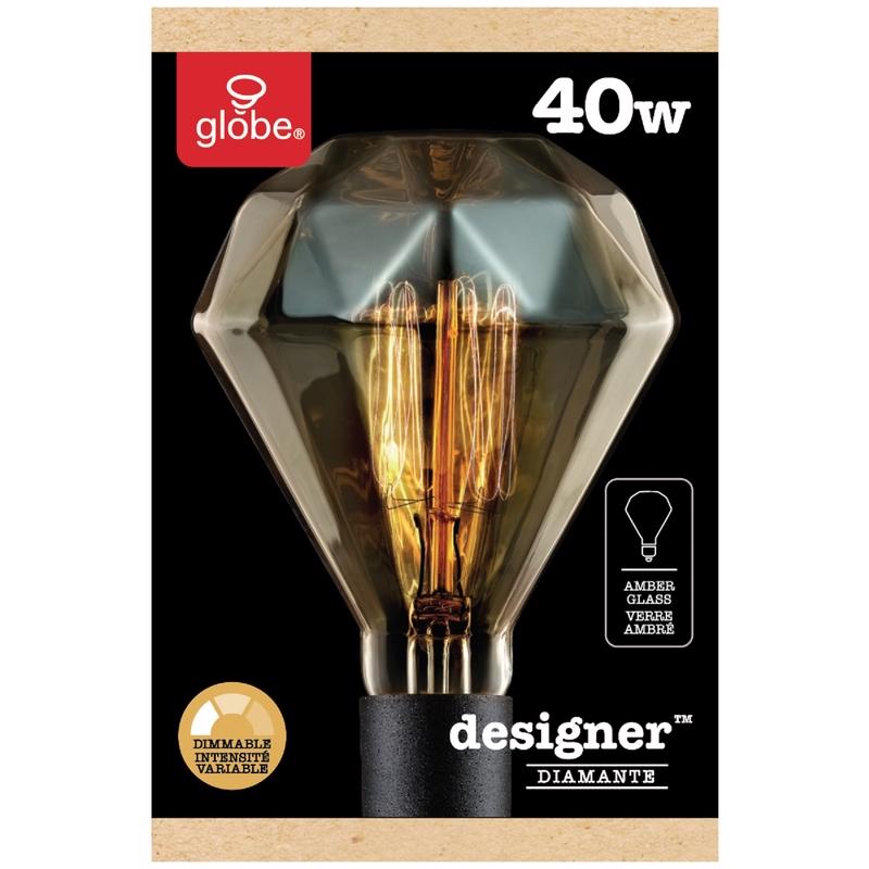 Globe Electric Designer Diamante 40 W BR30 Decorative Incandescent Bulb E26 (Medium) Amber 1 pk