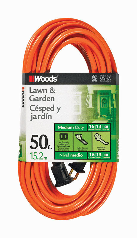 Woods Outdoor 50 ft. L Orange Extension Cord 16/2