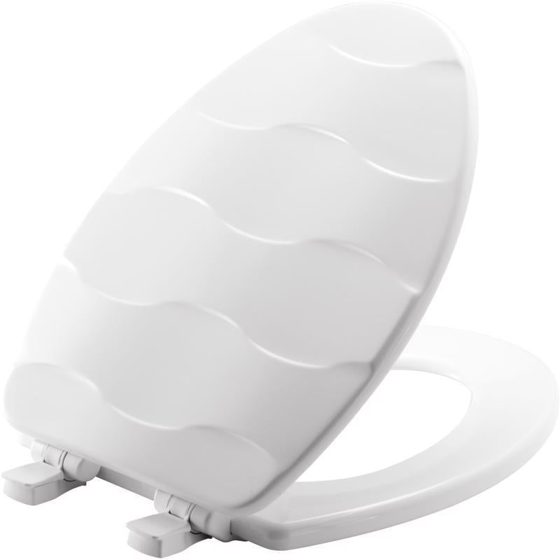 Mayfair by Bemis Basket Weave Slow Close Elongated White Enameled Wood Toilet Seat