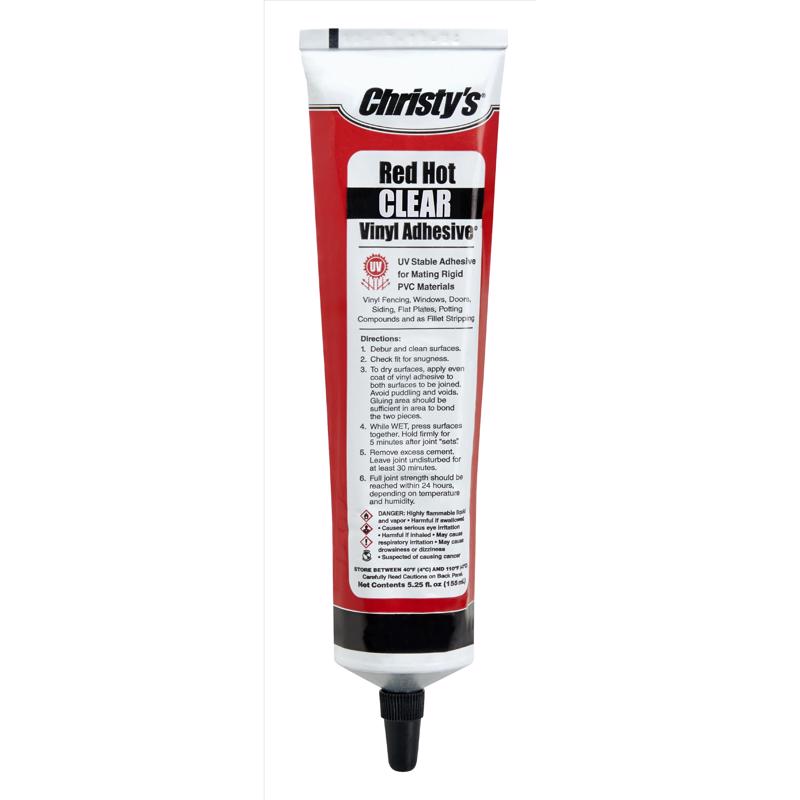 Christy's Red Hot Clear Adhesive and Sealant For PVC/Vinyl 5.25 oz