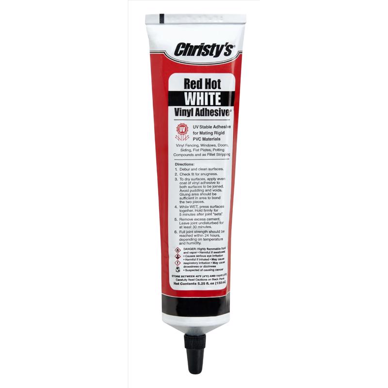 Christy's Red Hot White Adhesive and Sealant For PVC/Vinyl 5.25 oz