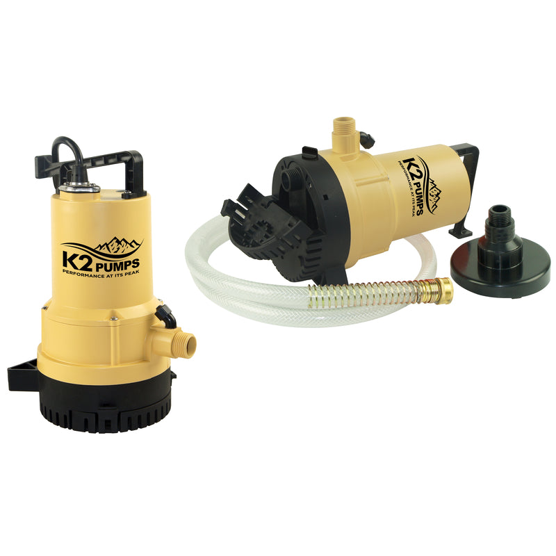 K2 Pumps 1/4 HP 1600 gph Thermoplastic Switchless Switch Dual Suction AC Utility Pump