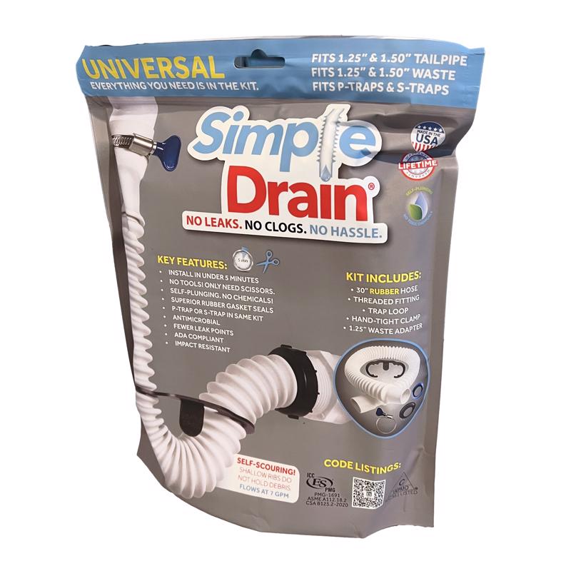 Simple Drain 2.5 ft. L Rubber Slotted Sink Drain Kit