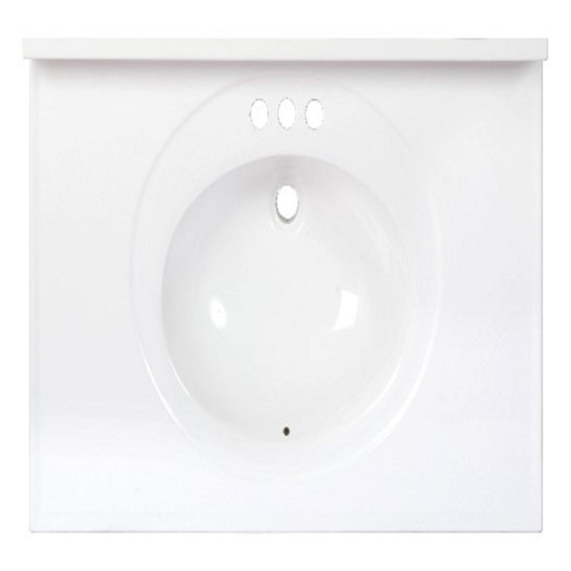 Arstar Standard Cultured Marble Bathroom Sink 37 in. W X 22 in. D White