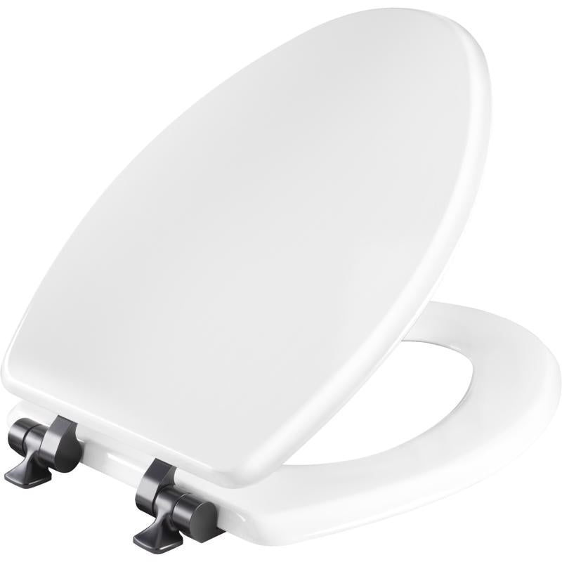 Mayfair by Bemis Benton Slow Close Elongated White Enameled Wood Toilet Seat