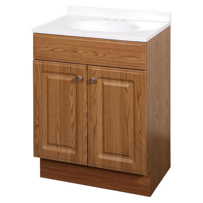 Zenna Home Single Oak Vanity Combo 24 in. W X 18 in. D X 35 in. H