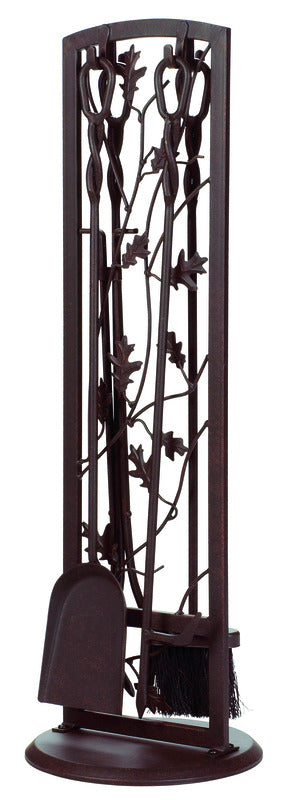 Panacea Colonial Brown Powder Coated Steel Fireplace Tool Set