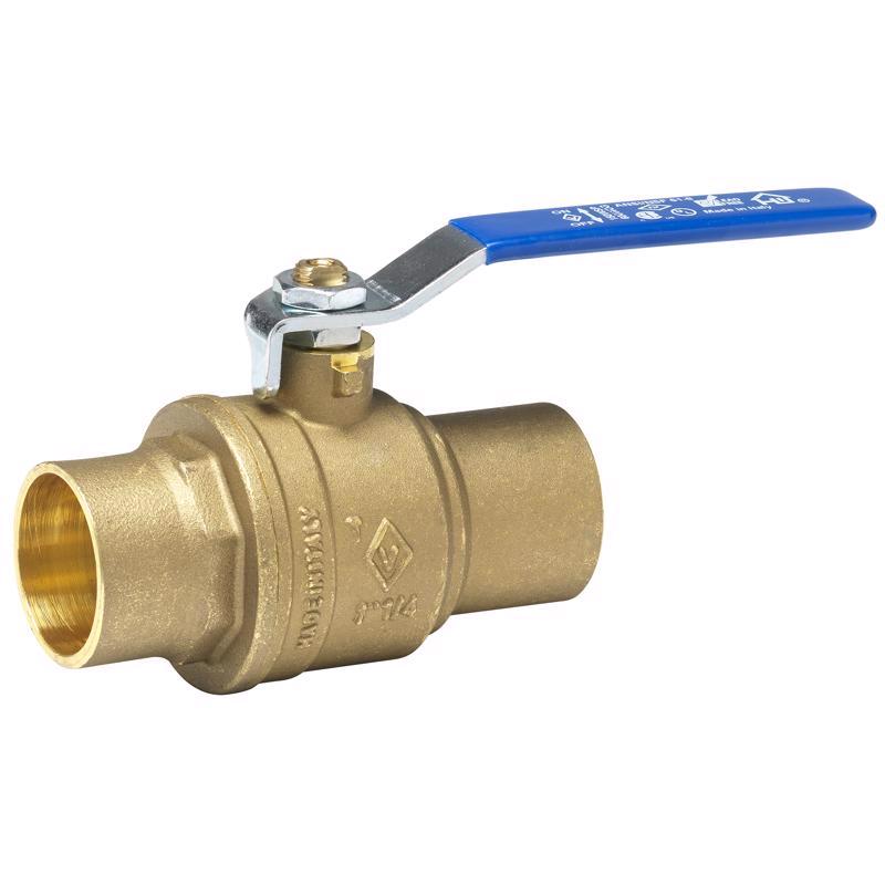 Homewerks 1-1/4 in. Brass Sweat Ball Valve Full Port Lever For Water/Oil/Gas