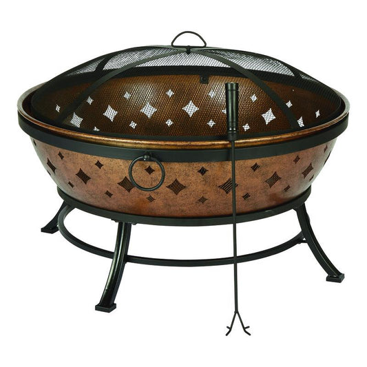 Living Accents 35.8 in. W Steel Noma Round Wood Fire Pit