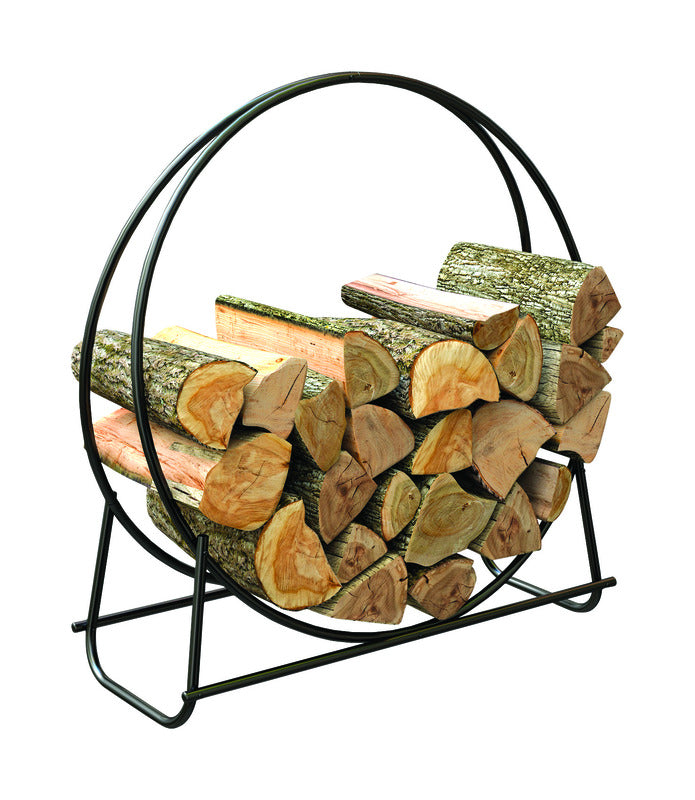 Panacea Black Powder Coated Steel Log Hoop Rack