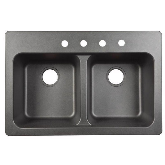 Franke Tectonite Dual Mount 33 in. W X 22 in. L Double Bowl Kitchen Sink Black