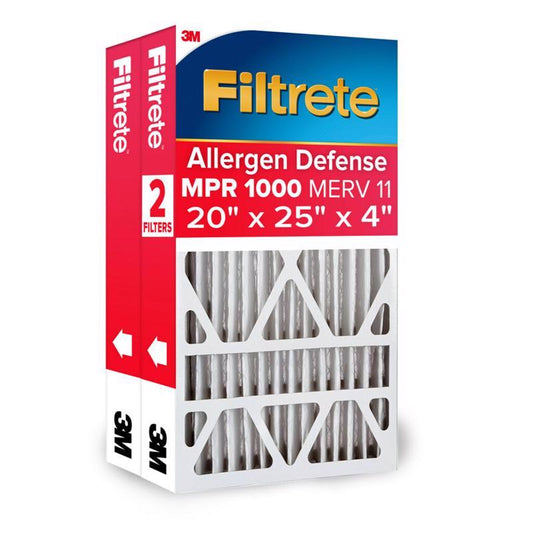 Filtrete 20 in. W X 25 in. H X 4 in. D Pleated 11 MERV Pleated Allergen Air Filter 2 pk