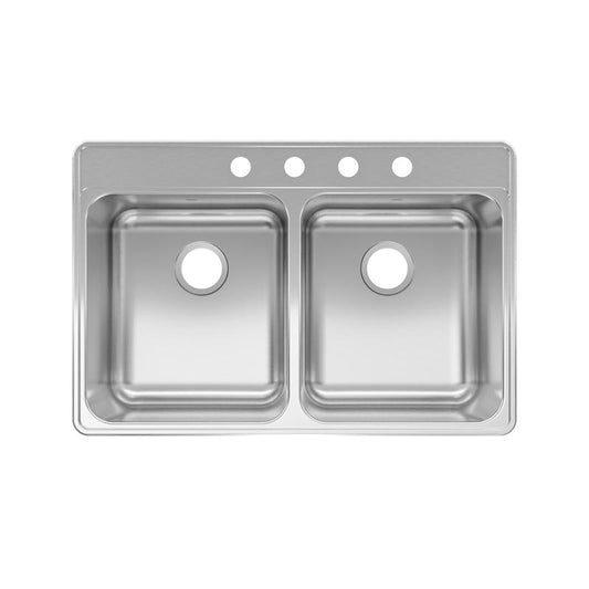 Kindred Creemore Stainless Steel Top Mount 33 in. W X 22 in. L Double Bowl Kitchen Sink