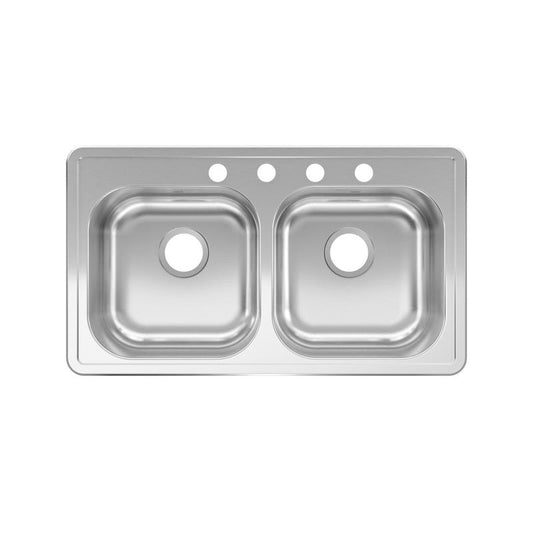 Kindred Stainless Steel Top Mount 33 in. W X 19 in. L Double Bowl Kitchen Sink