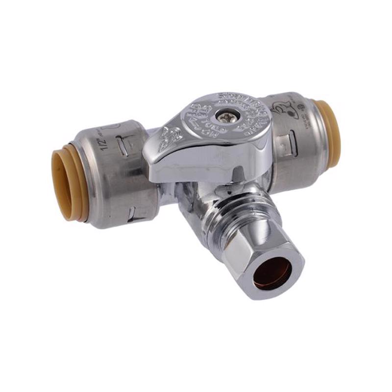 SharkBite 3/4 in. PTC X 1/4 in. Compression Brass Tee Stop