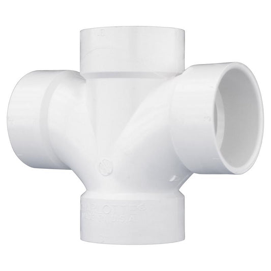 Charlotte Pipe Schedule 40 3 in. Hub X 3 in. D Hub PVC Double Sanitary Tee 1 pk