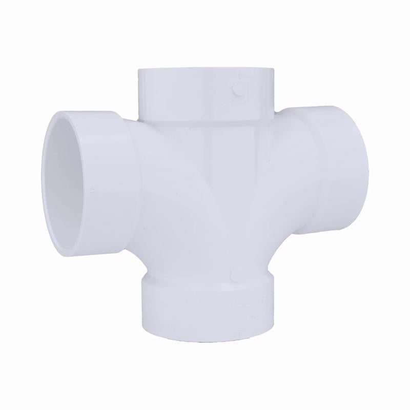 Charlotte Pipe Schedule 40 4 in. Hub X 4 in. D Hub PVC Sanitary Tee 1 pk