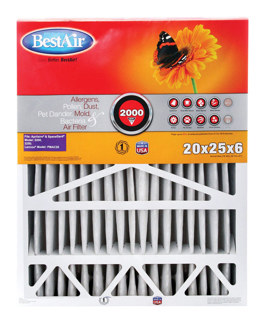 BestAir 25 in. W X 20 in. H X 6 in. D 11 MERV Pleated Air Filter 1 pk