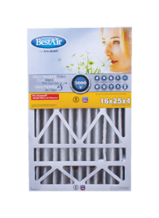 BestAir 25 in. W X 16 in. H X 4 in. D 13 MERV Pleated Air Filter 1 pk