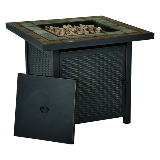 Living Accents 30 in. W Steel Square Propane Fire Pit