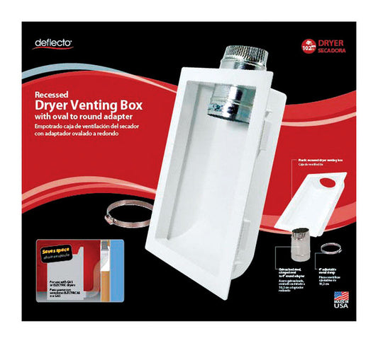 Deflect-O 4.25 in. L X 4 in. D Silver/White Aluminum Dryer Venting Box