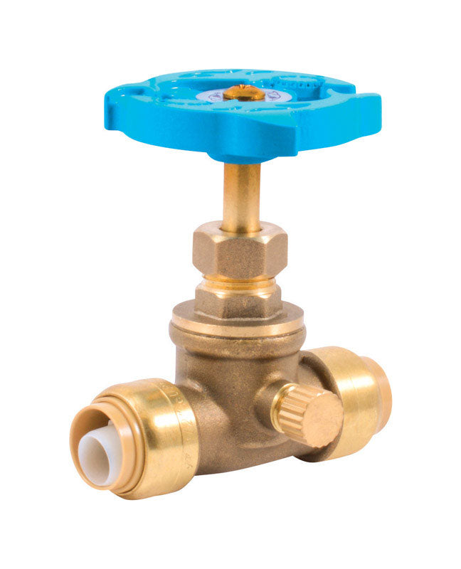 SharkBite 1/2 in. PTC X 1/2 in. Brass Stop Valve with Drain