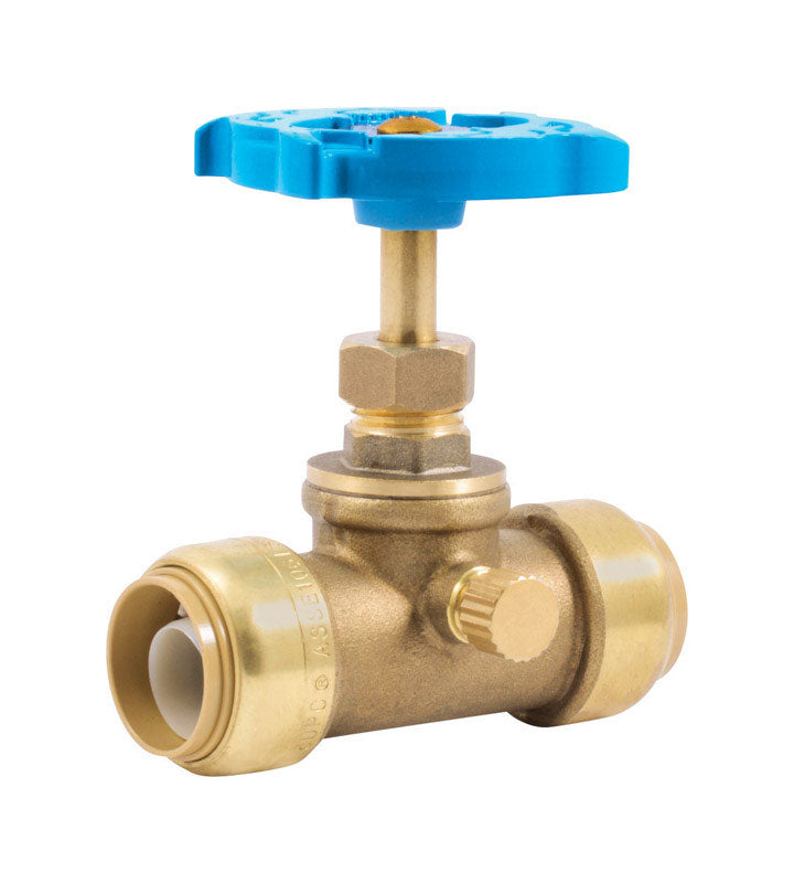 SharkBite 3/4 in. PTC X 3/4 in. Brass Stop Valve with Drain