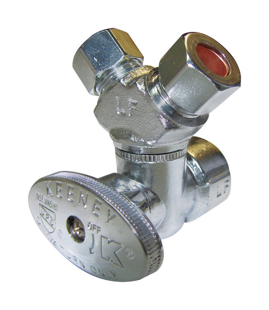 Plumb Pak 1/2 in. FIP X 3/8 in. Compression Brass 3-Way Valve