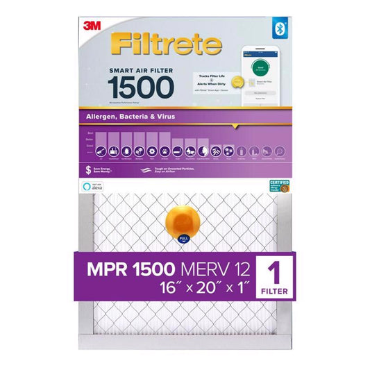 Filtrete 16 in. W X 20 in. H X 1 in. D Polypropylene 12 MERV Smart Air Filter 1 pk