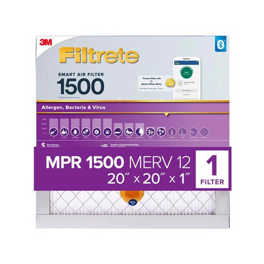 Filtrete 20 in. W X 20 in. H X 1 in. D Polypropylene 12 MERV Smart Air Filter 1 pk