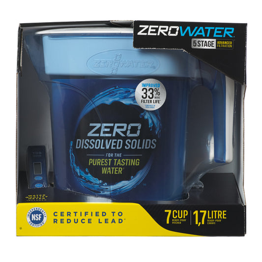 ZeroWater Ready-Pour 7 cups Blue Water Filtration Pitcher