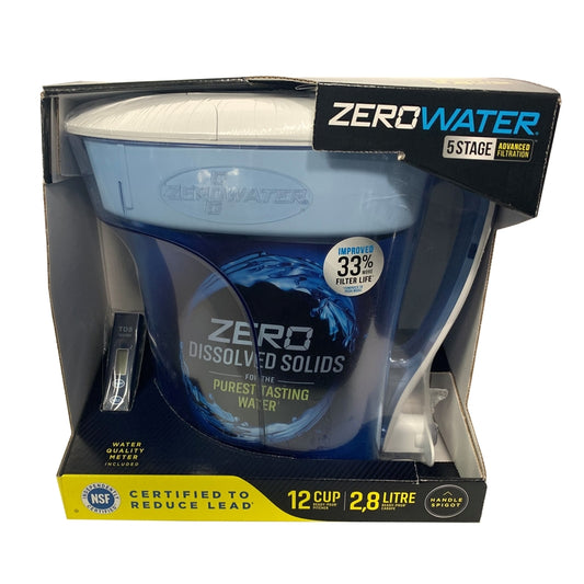 ZeroWater Ready-Pour 12 cups Blue Water Filtration Pitcher