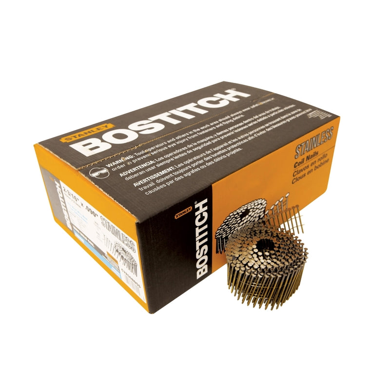 Bostitch 2-3/16 in. L X 11 Ga. Wire Coil Stainless Steel Siding Nails 15 deg 3,600 pk