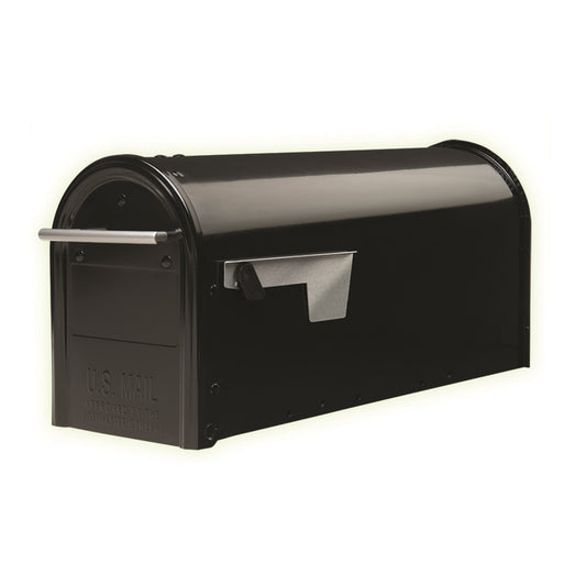 Gibraltar Mailboxes Franklin Contemporary Galvanized Steel Post Mount Black Mailbox