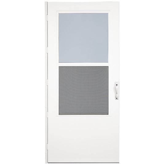 Larson 81 in. H X 36 in. W Vinyl/Wood White Mid-View Reversible Self-Storing Storm Door