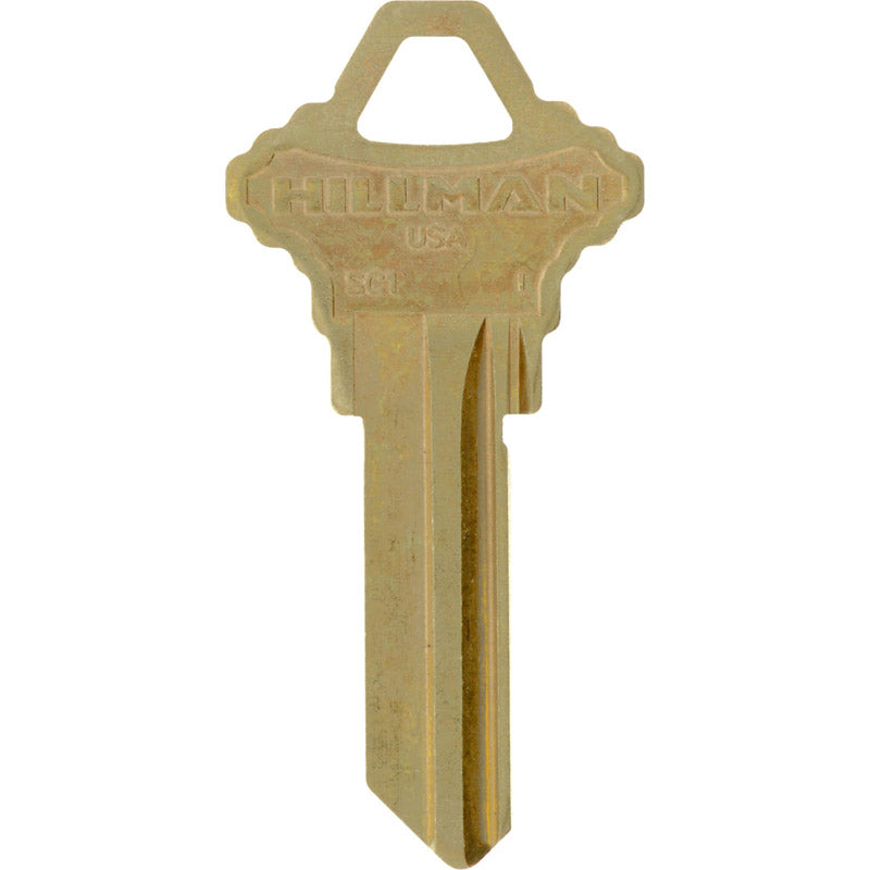 HILLMAN Traditional Gold House/Office Key Blank SC1 Single For Schlage Locks