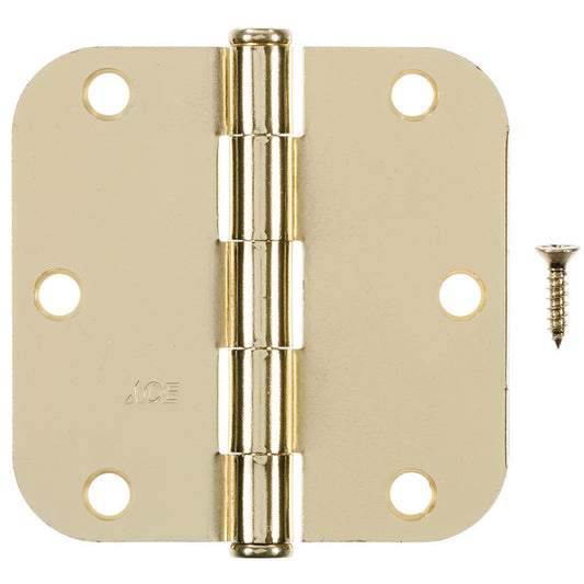 Hampton 3-1/2 in. L Bright Brass Residential Door Hinge 12 pk