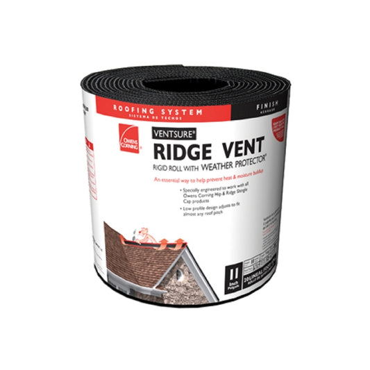 Owens Corning Ventsure 11.25 in. W X 240  L Black Plastic Continuous Unfiltered Ridge Vent