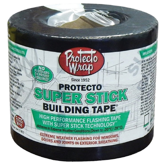 Protecto Wrap Super Stick 4 in. W X 75 ft. L Synthetic Flashing Tape Black